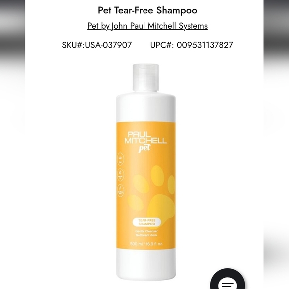 Paul Mitchell Other - Paul Mitchell Pet Tear-Free Shampoo in White and Yellow